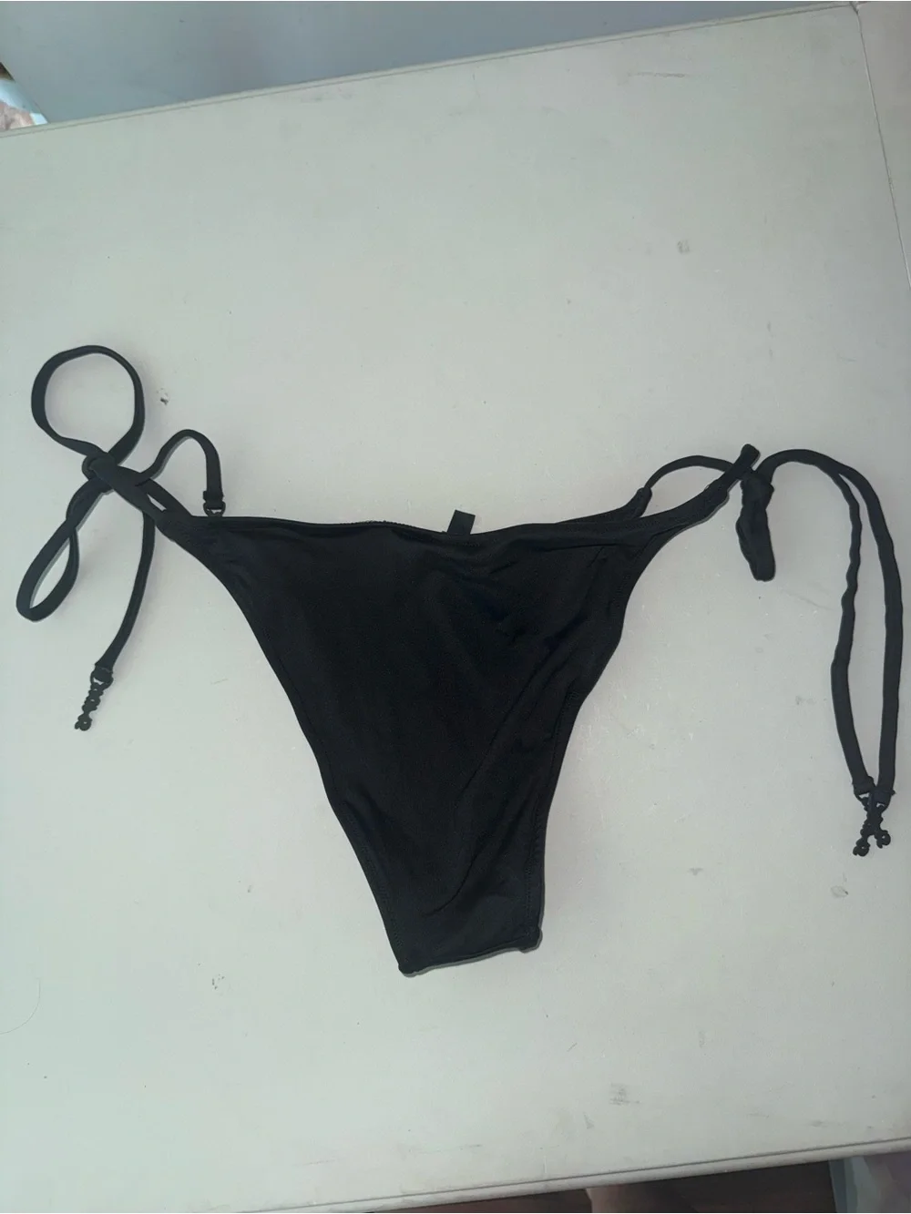 Skims Signature Swim Dipped Tie Bikini Bottom Onyx Medium